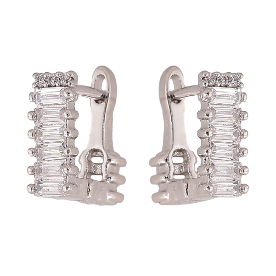 Сережки Xuping колір Родій англійський замок "Доріжки кристалів" фото №1