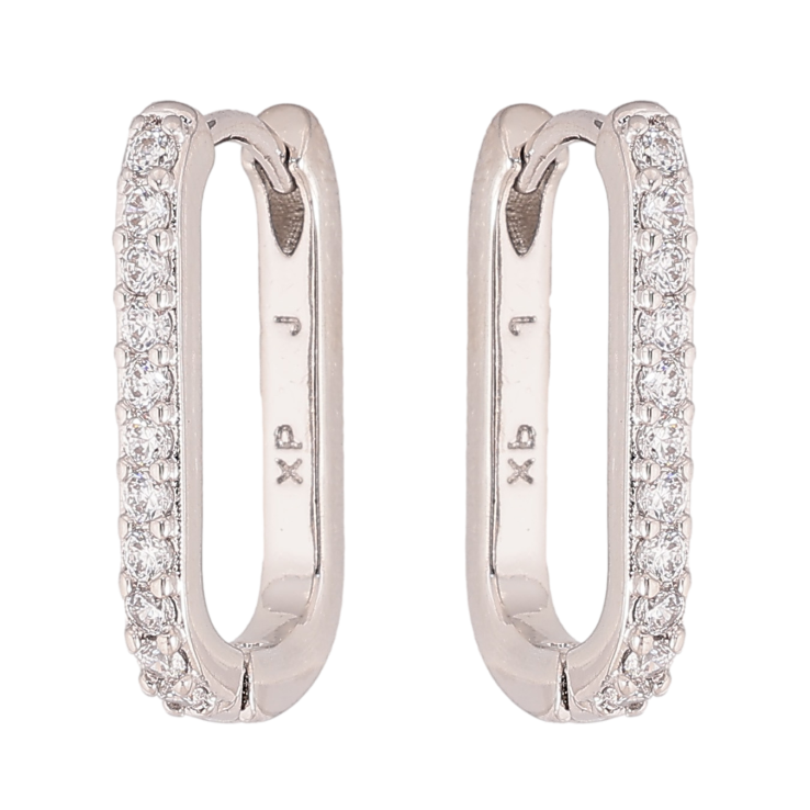 Сережки Xuping колір Родій колечка "Дорожки кристалів" фото №6