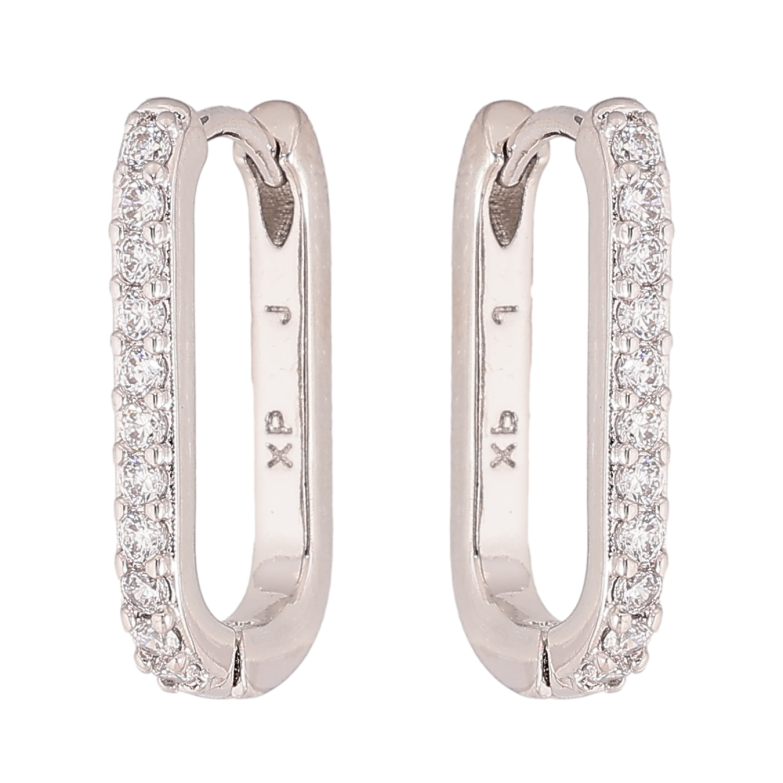 Сережки Xuping колір Родій колечка "Дорожки кристалів" фото №1