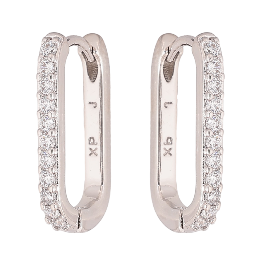 Сережки Xuping колір Родій колечка "Дорожки кристалів" фото №1