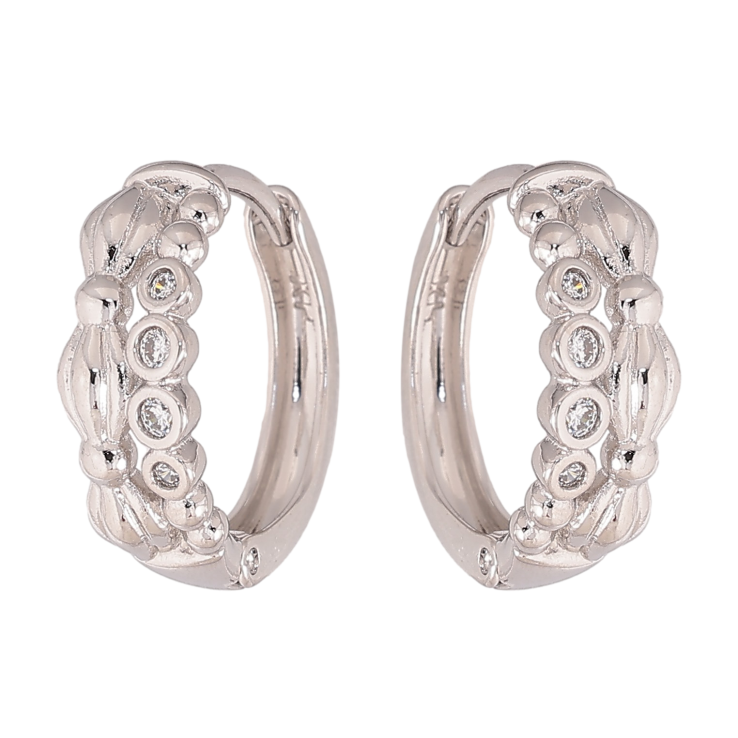 Сережки Xuping колір Родій колечка "Візерунок з кристалами" фото №4