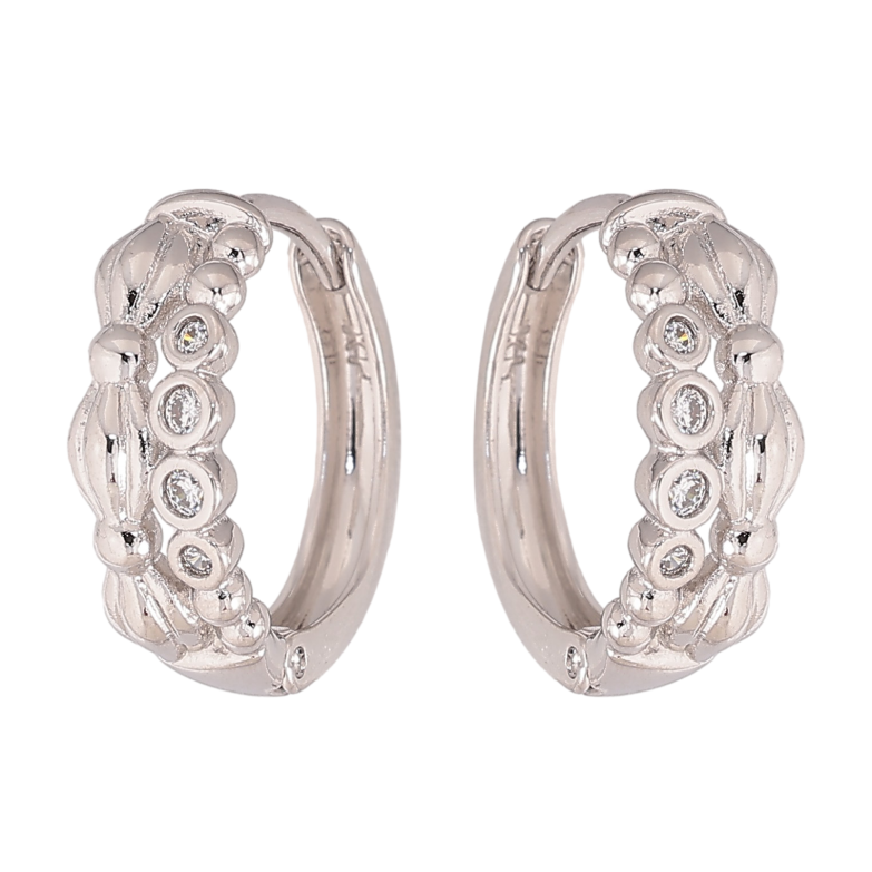 Серьги Xuping цвет Родий колечки "Узор с кристаллами" фото №1