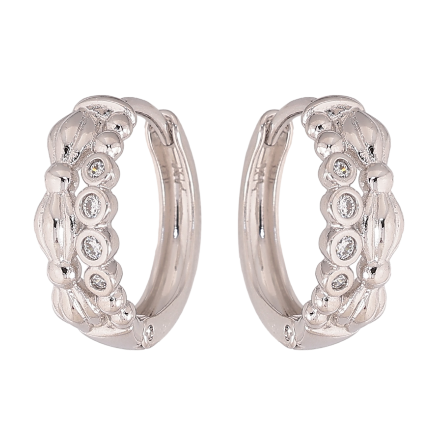 Сережки Xuping колір Родій колечка "Візерунок з кристалами" фото №1