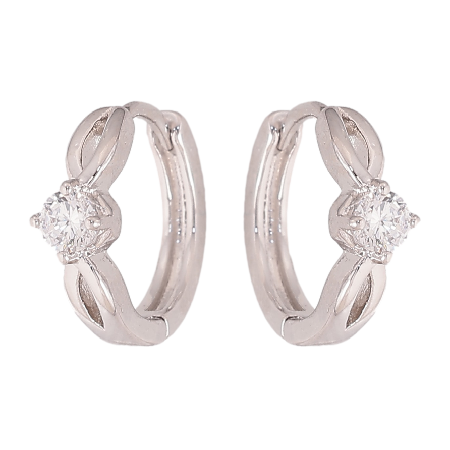 Сережки Xuping колір Родій колечка "Візерунок з кристалом" фото №1