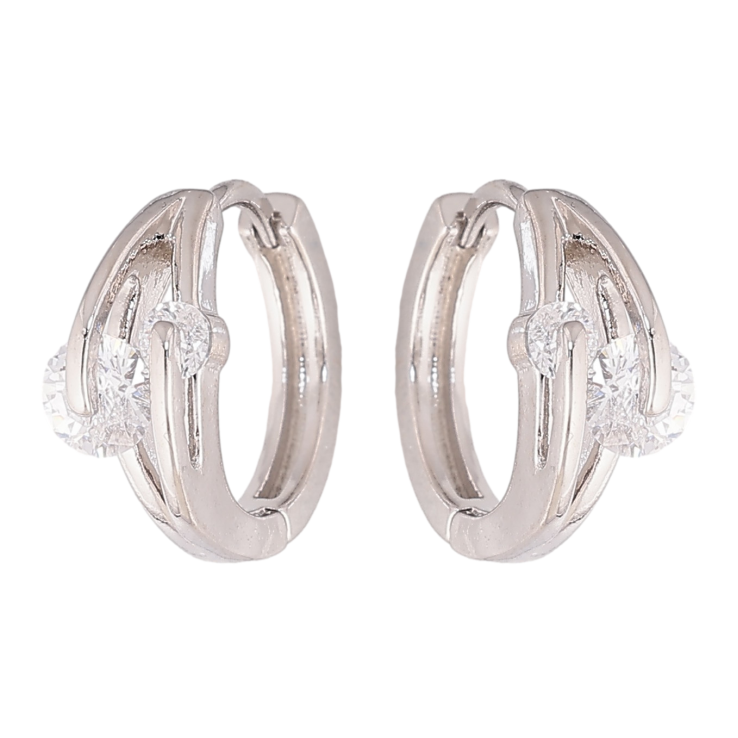 Серьги Xuping цвет Родий колечки "Узор с кристаллами" фото №25