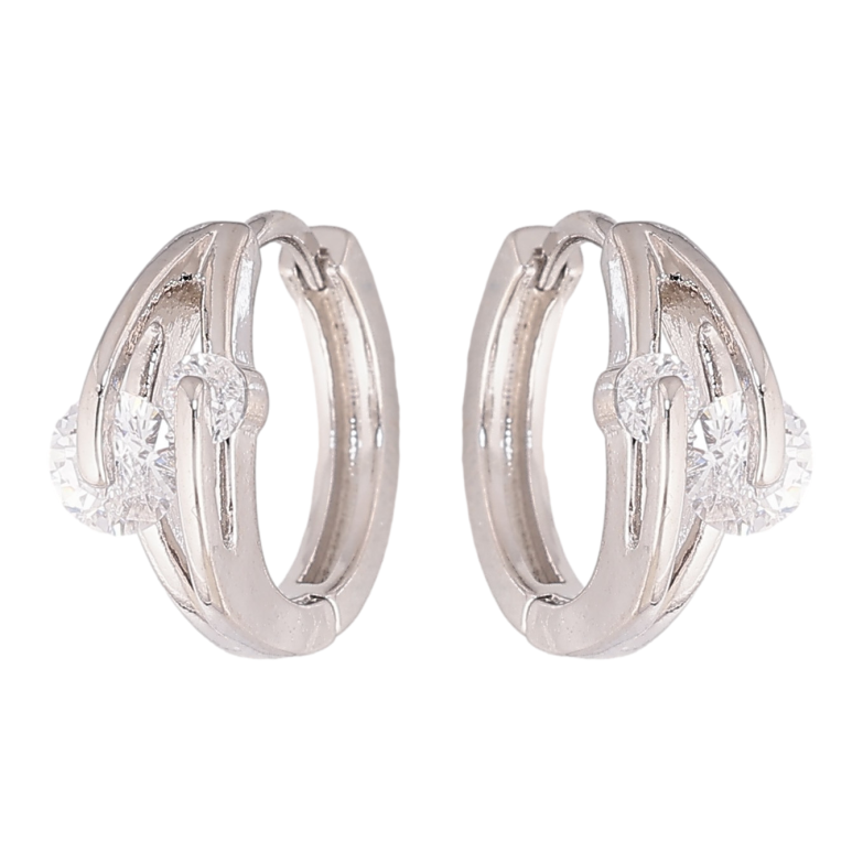 Серьги Xuping цвет Родий колечки "Узор с кристаллами" фото №1