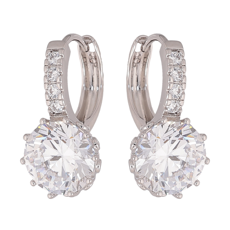 Серьги Xuping цвет Родий колечки "Кристальный блеск" фото №23