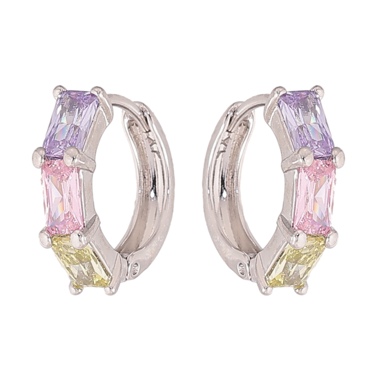 Сережки Xuping колір Родій колечка "Дорожки кольорових кристалів" фото №18