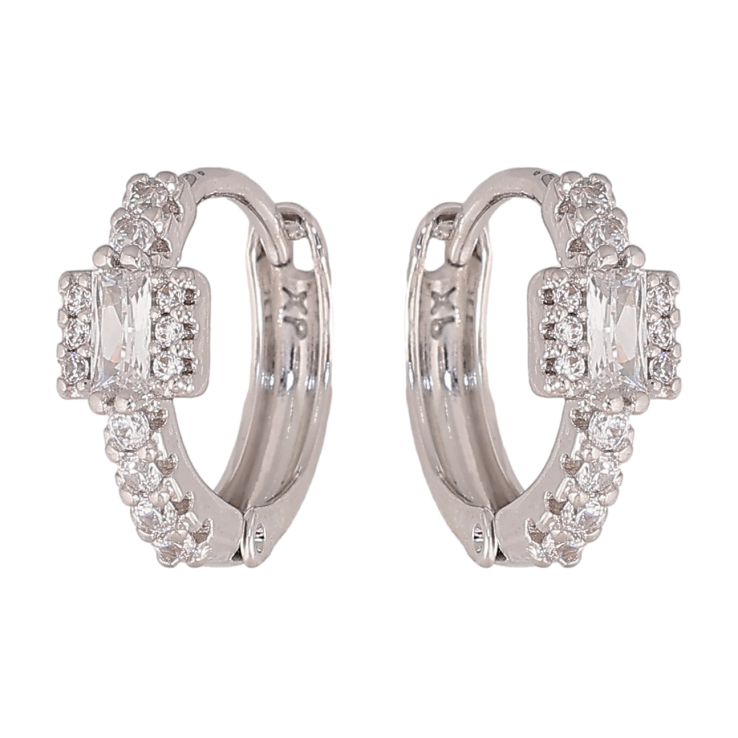 Серьги Xuping цвет Родий колечки "Узор с кристаллами" фото №12