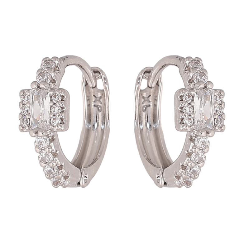 Серьги Xuping цвет Родий колечки "Узор с кристаллами" фото №1