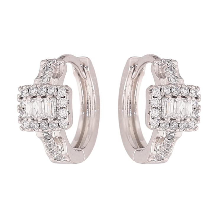 Сережки Xuping колір Родій колечка "Візерунок з кристалами" фото №24