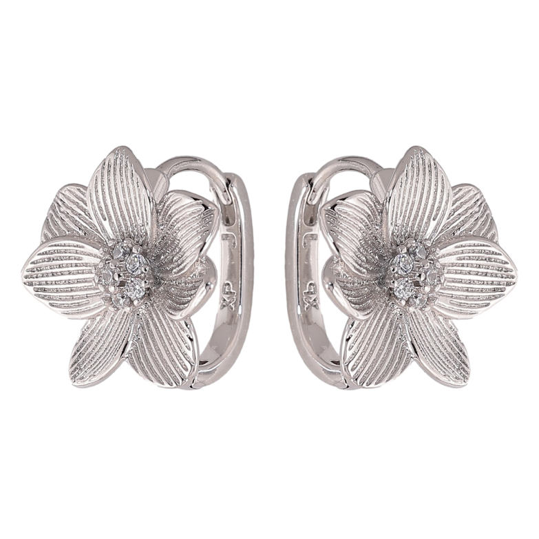 Серьги Xuping цвет Родий колечки "Цветочки" фото №2