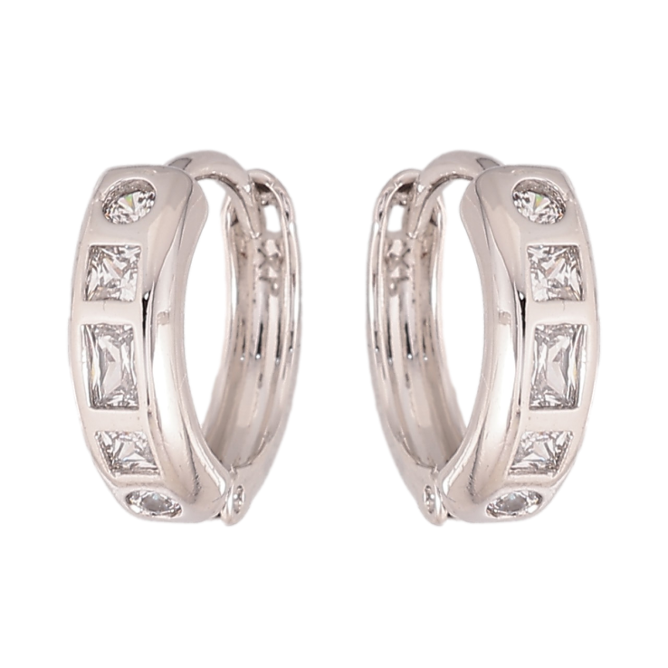 Сережки Xuping колір Родій колечка "Візерунок з кристалами" фото №24