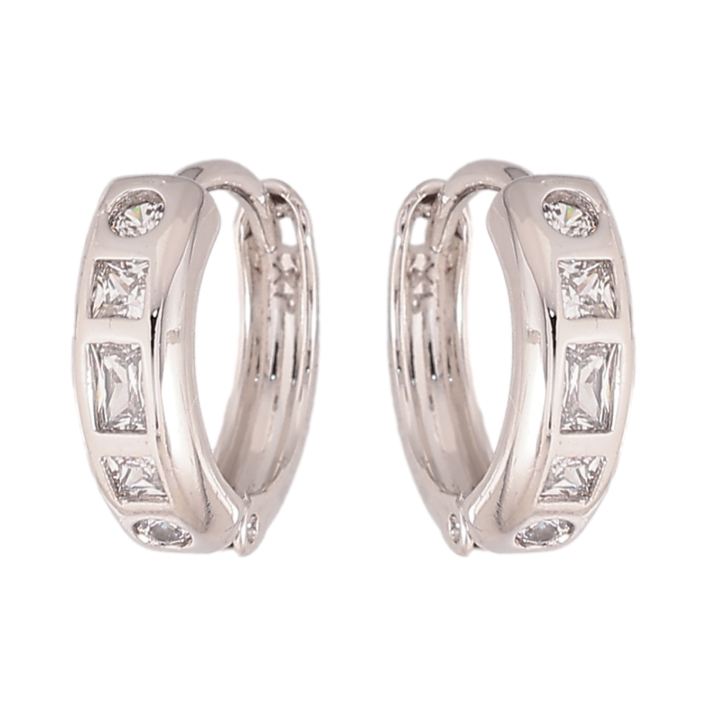 Серьги Xuping цвет Родий колечки "Узор с кристаллами" фото №1