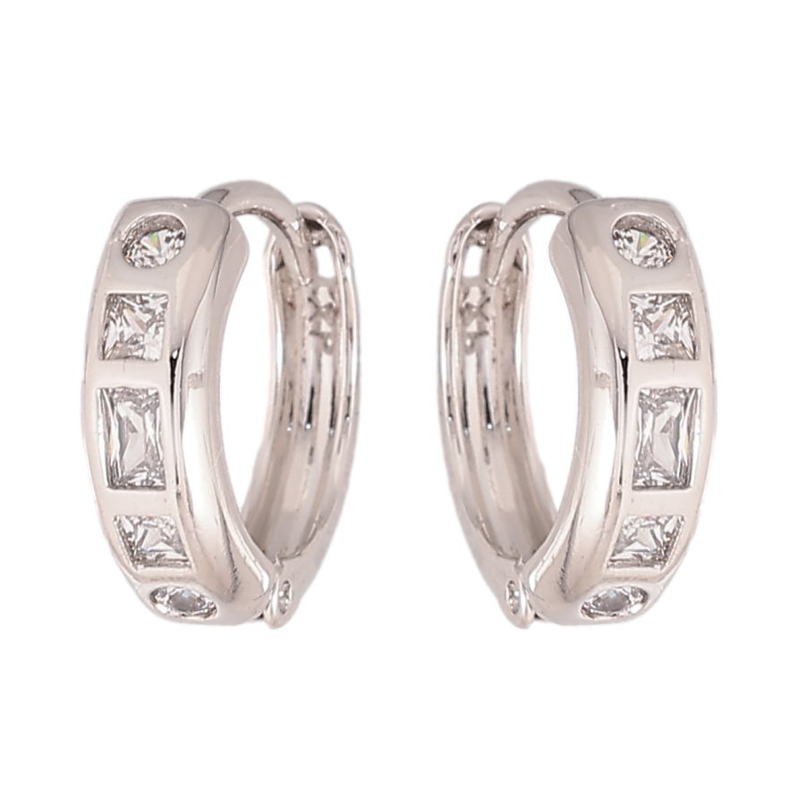 Сережки Xuping колір Родій колечка "Візерунок з кристалами" фото №1