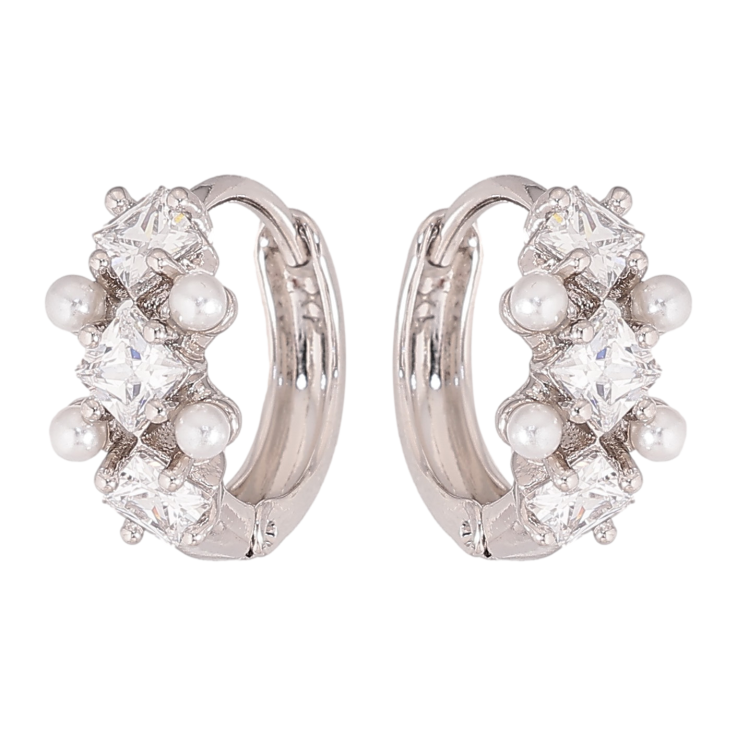 Серьги Xuping цвет Родий колечки "Узор с кристаллами" фото №20