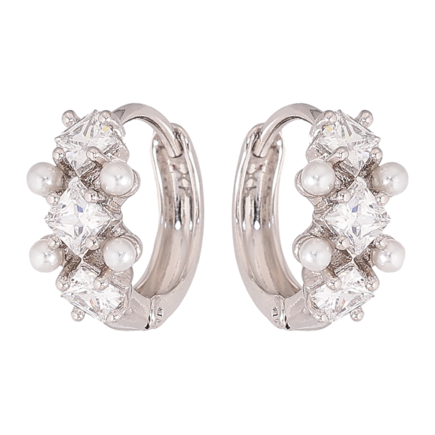 Серьги Xuping цвет Родий колечки "Узор с кристаллами" фото №1