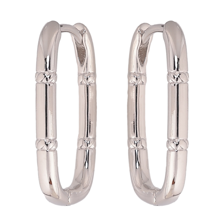 Сережки Xuping колір Родій колечка "Овальні з візерунком" фото №1