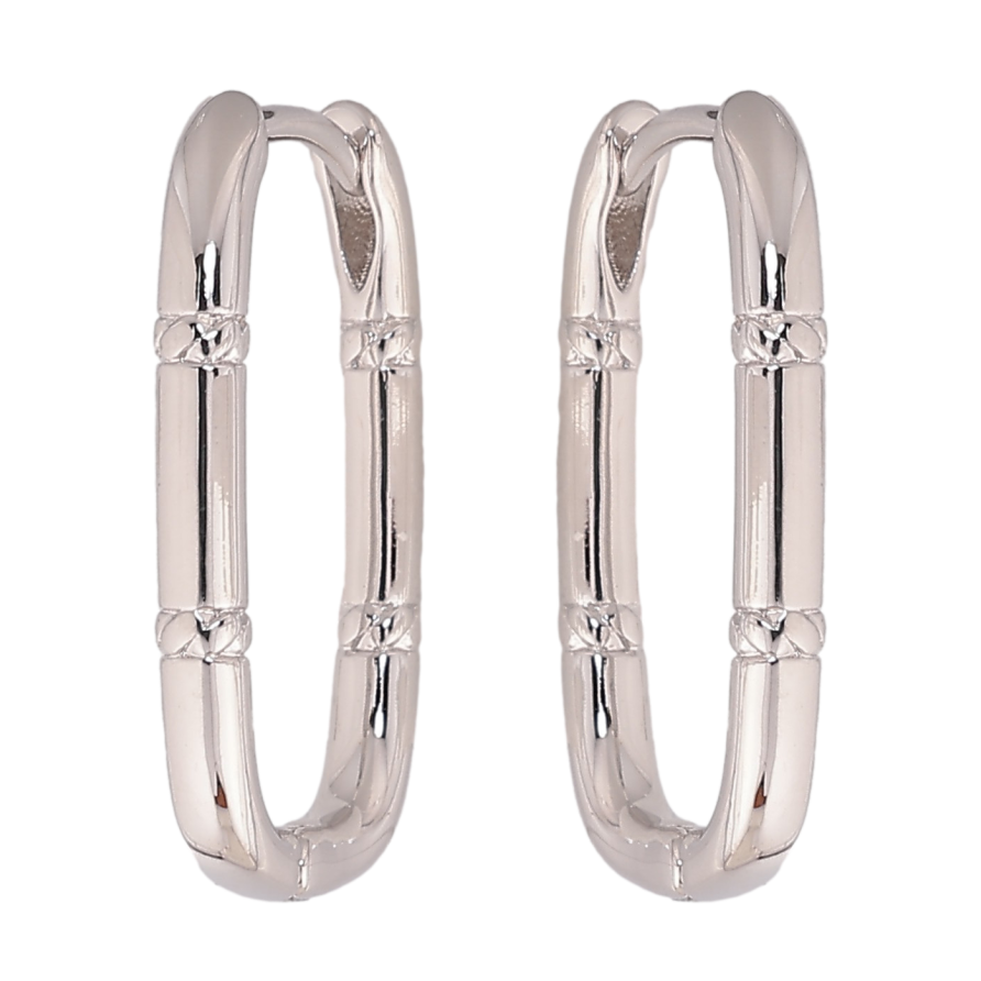 Сережки Xuping колір Родій колечка "Овальні з візерунком" фото №1