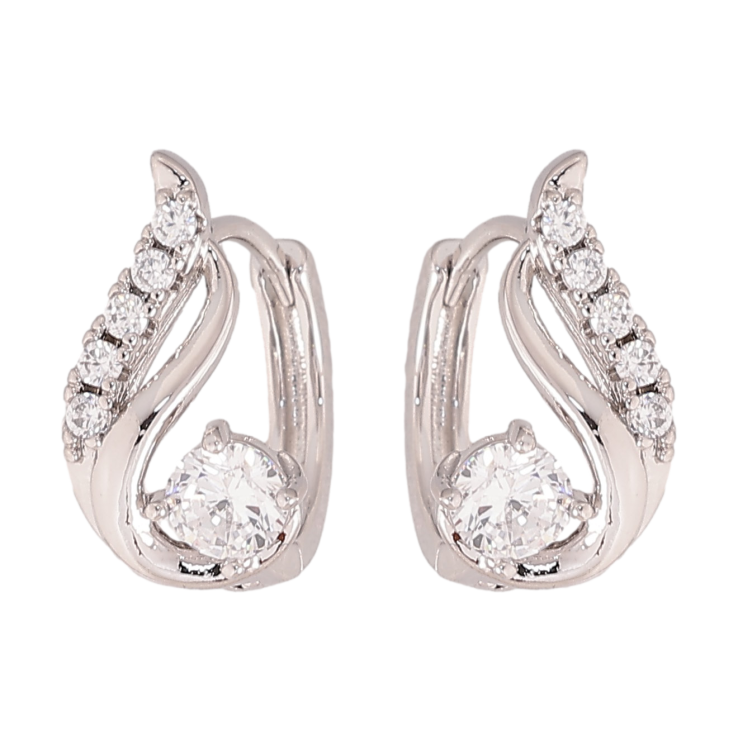 Сережки Xuping колір Родій колечка "Візерунок з кристалами" фото №22