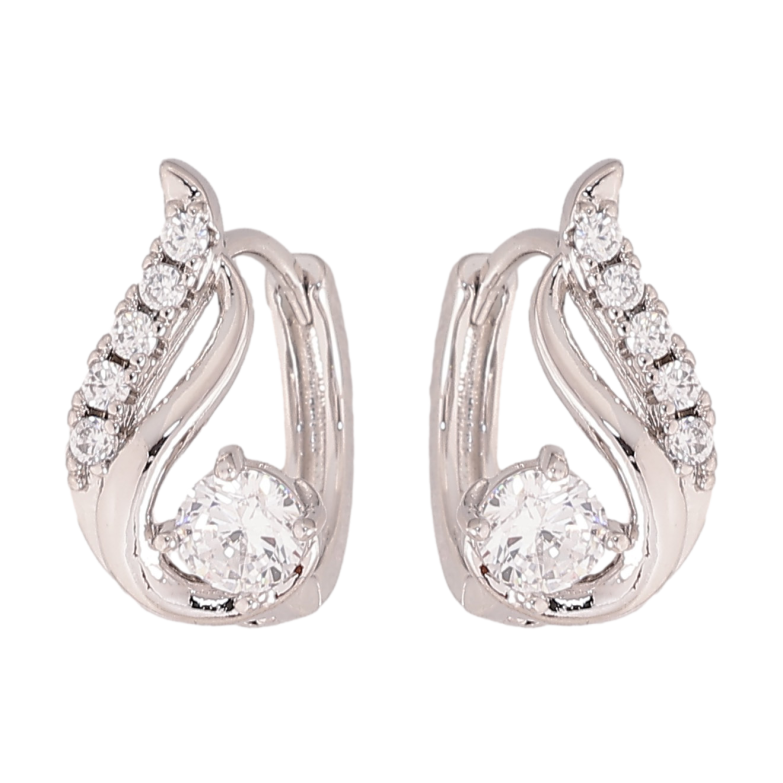 Сережки Xuping колір Родій колечка "Візерунок з кристалами" фото №1