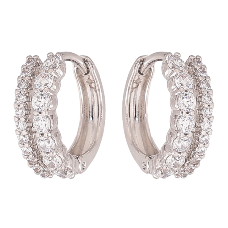 Сережки Xuping колір Родій колечка "Візерунок з кристалами" фото №12