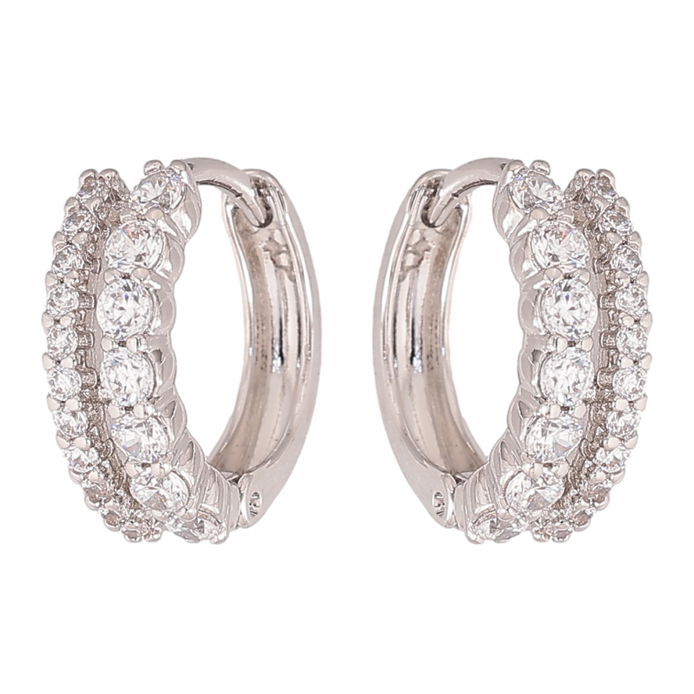 Сережки Xuping колір Родій колечка "Візерунок з кристалами" фото №2