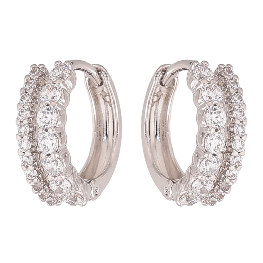 Сережки Xuping колір Родій колечка "Візерунок з кристалами" фото №1