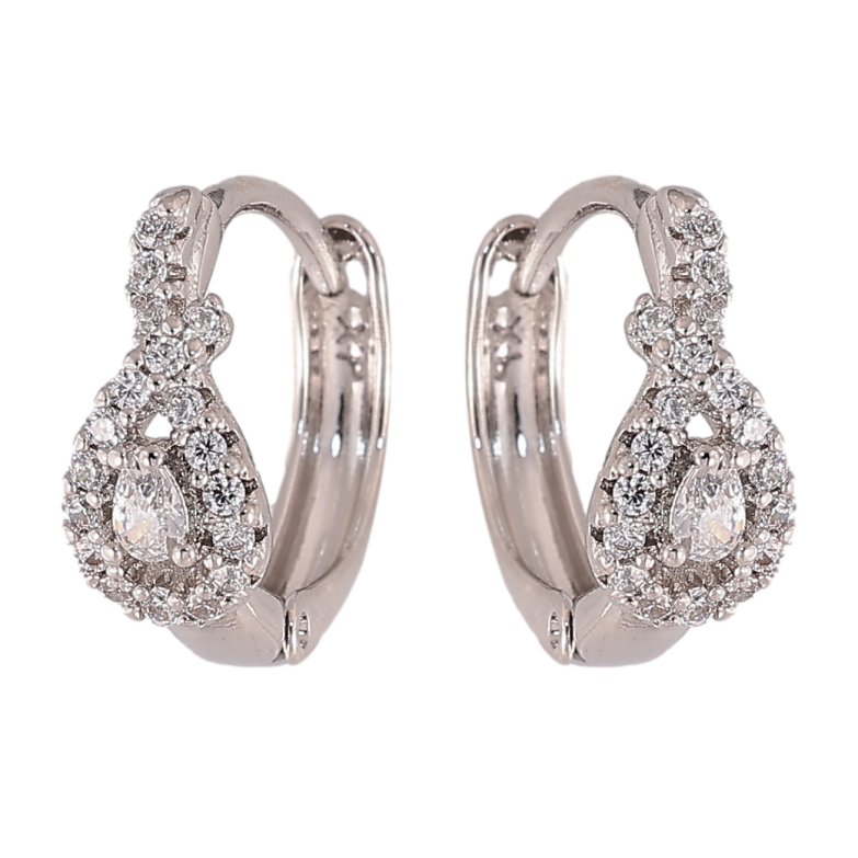 Сережки Xuping колір Родій колечка "Візерунок з кристалами" фото №1