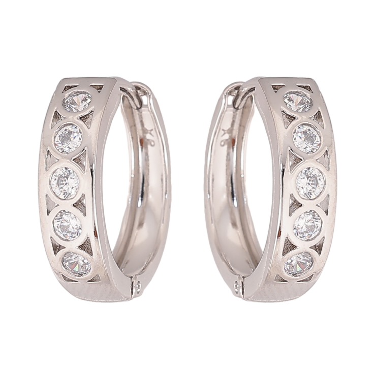 Сережки Xuping колір Родій колечка "Візерунок з кристалами" фото №12