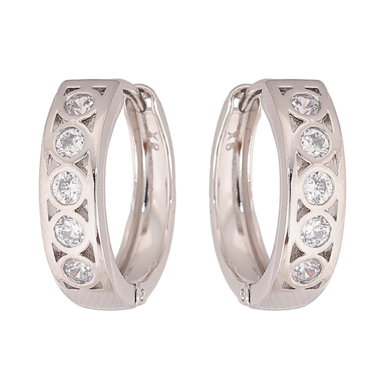 Сережки Xuping колір Родій колечка "Візерунок з кристалами" фото №2