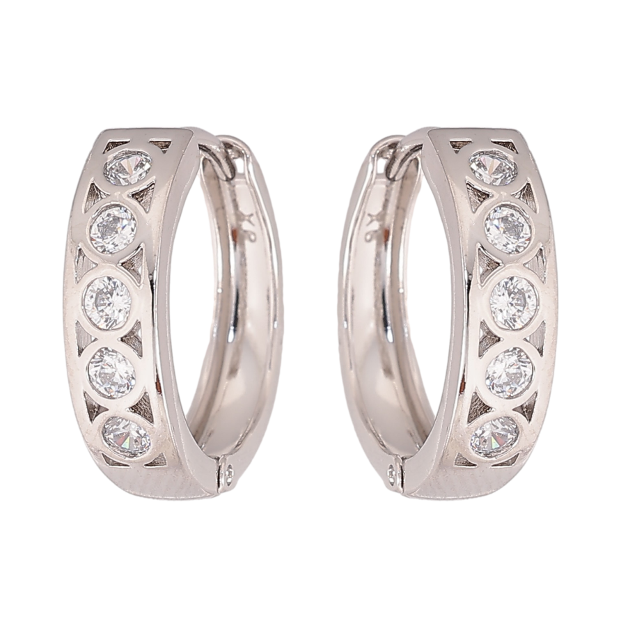 Сережки Xuping колір Родій колечка "Візерунок з кристалами" фото №1