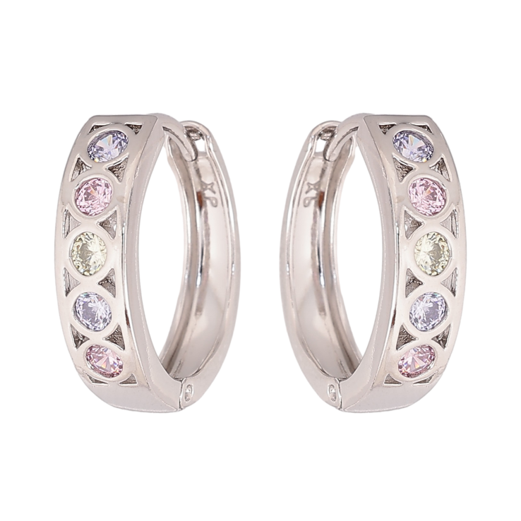 Сережки Xuping колір Родій колечка "Візерунок з кольоровими кристалами" фото №11