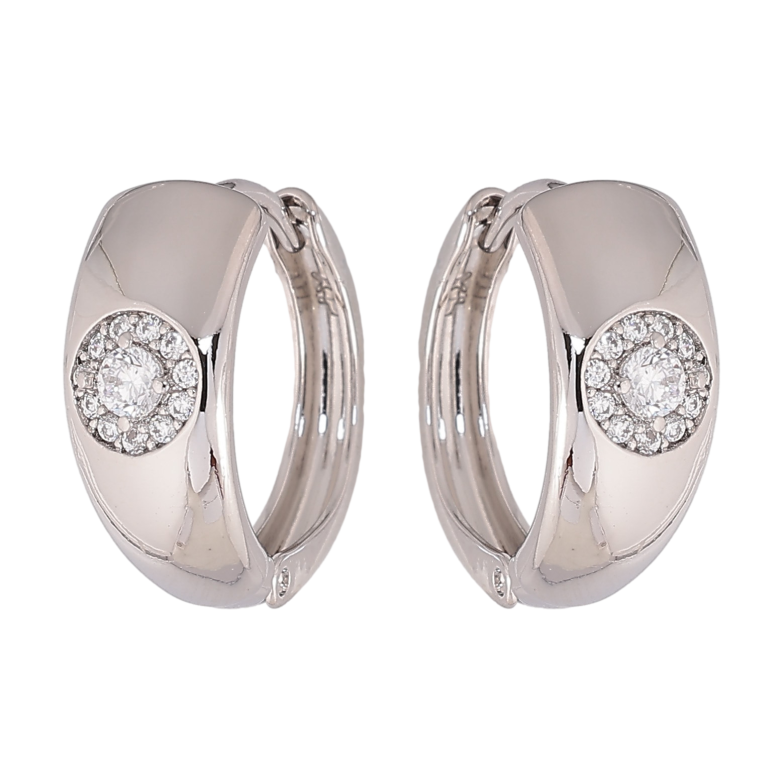 Серьги Xuping цвет Родий колечки "Узор с кристаллами" фото №1