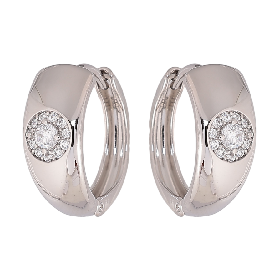 Серьги Xuping цвет Родий колечки "Узор с кристаллами" фото №1