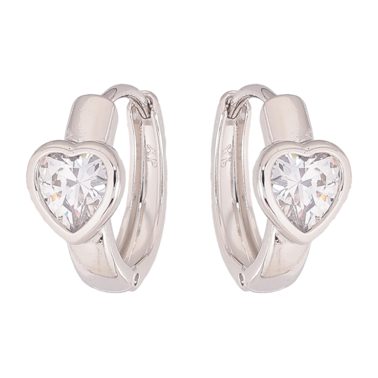 Серьги Xuping цвет Родий колечки "Кристальные сердечки" фото №12