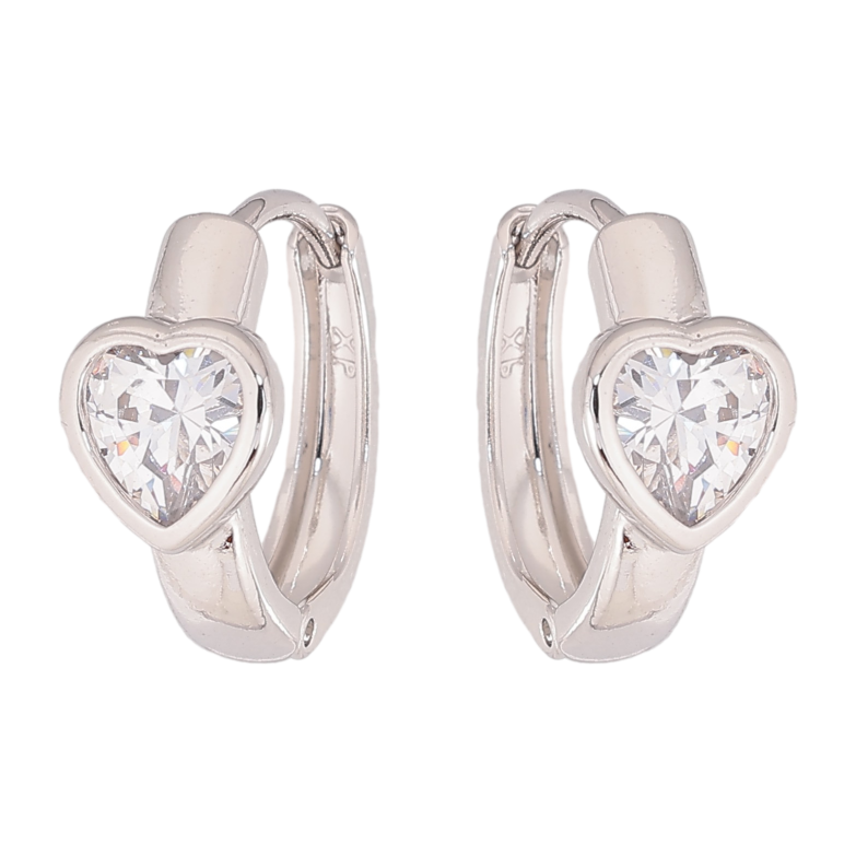 Серьги Xuping цвет Родий колечки "Кристальные сердечки" фото №1