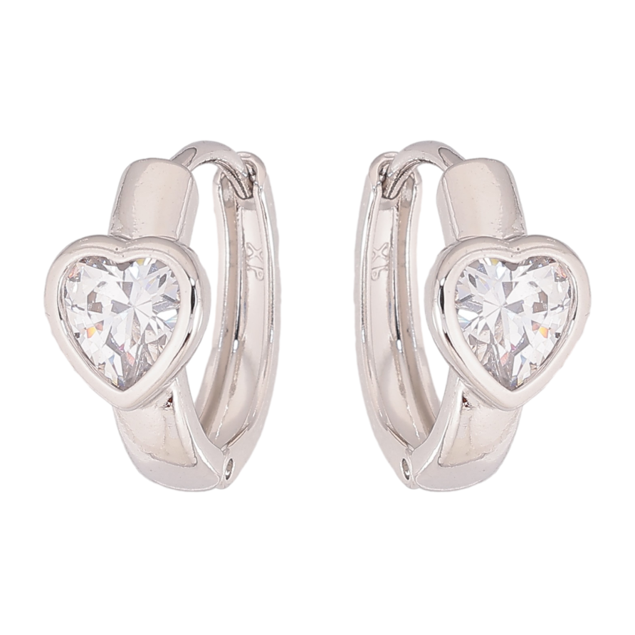Серьги Xuping цвет Родий колечки "Кристальные сердечки" фото №1