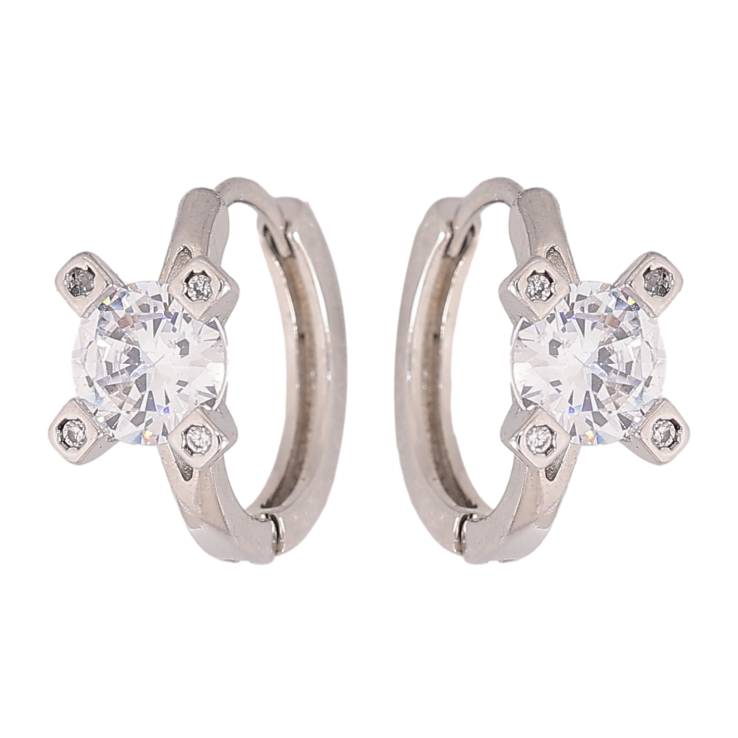 Сережки Xuping колір Родій колечка "Візерунок з кристалами" фото №20