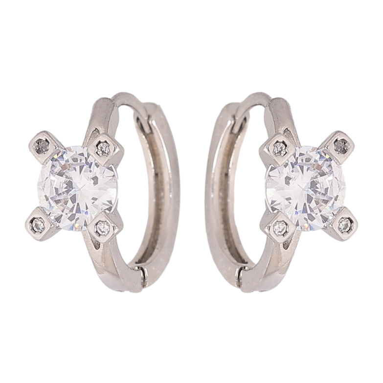 Серьги Xuping цвет Родий колечки "Узор с кристаллами" фото №1