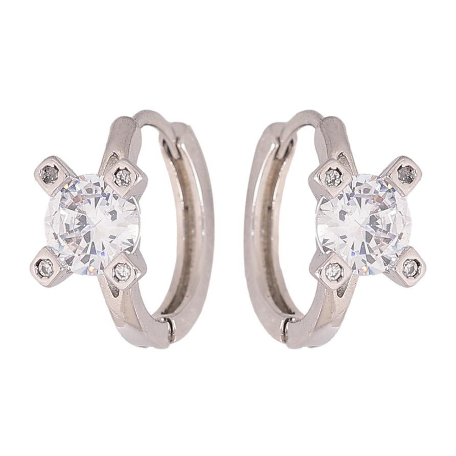 Сережки Xuping колір Родій колечка "Візерунок з кристалами" фото №1