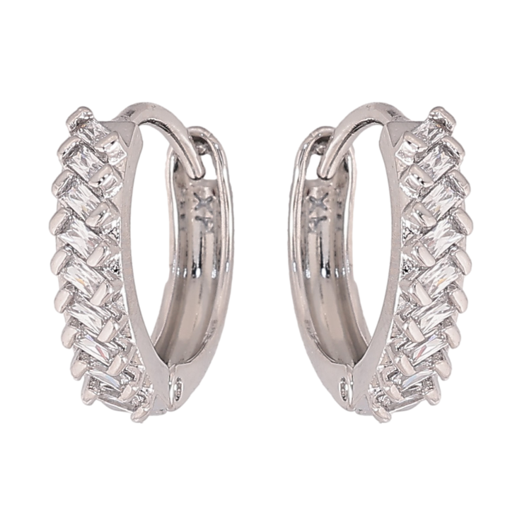 Сережки Xuping колір Родій колечка "Візерунок з кристалами" фото №15