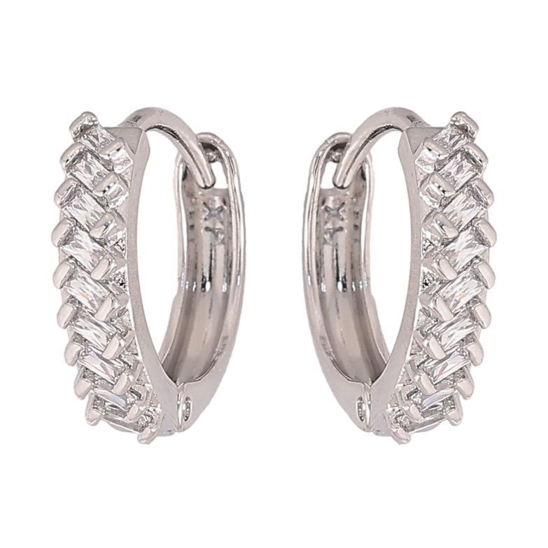 Серьги Xuping цвет Родий колечки "Узор с кристаллами" фото №2