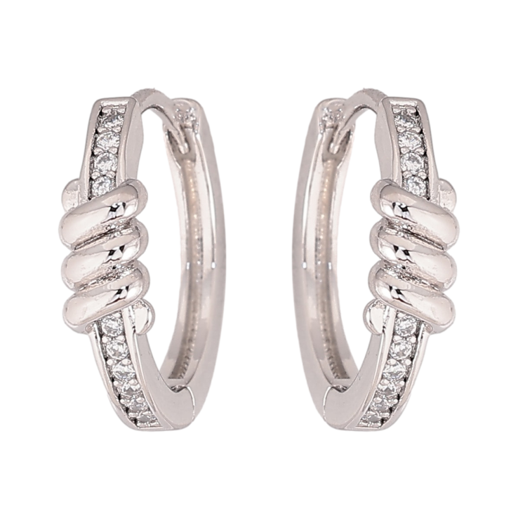 Сережки Xuping колір Родій колечка "Візерунок з кристалами" фото №12