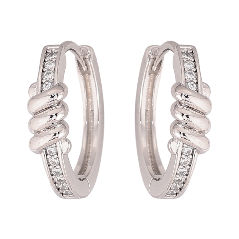 Серьги Xuping цвет Родий колечки "Узор с кристаллами" фото №1