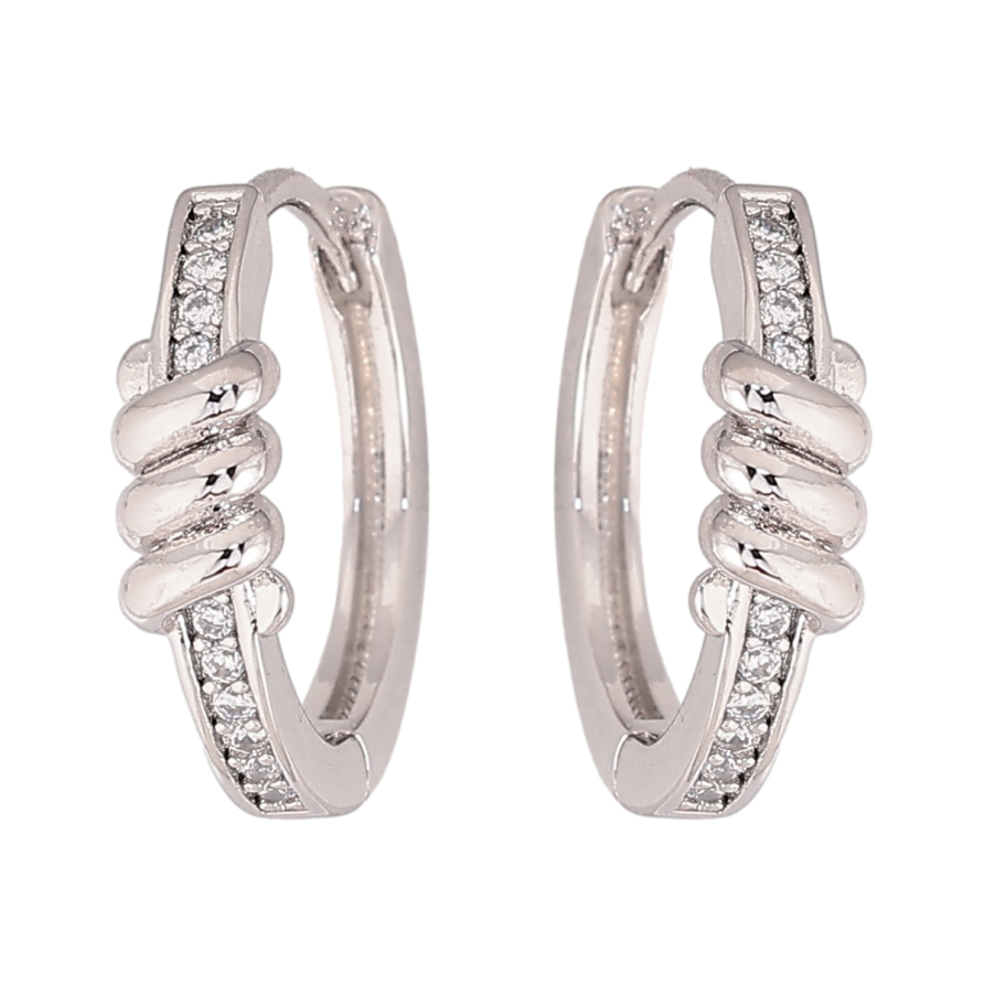 Сережки Xuping колір Родій колечка "Візерунок з кристалами" фото №1