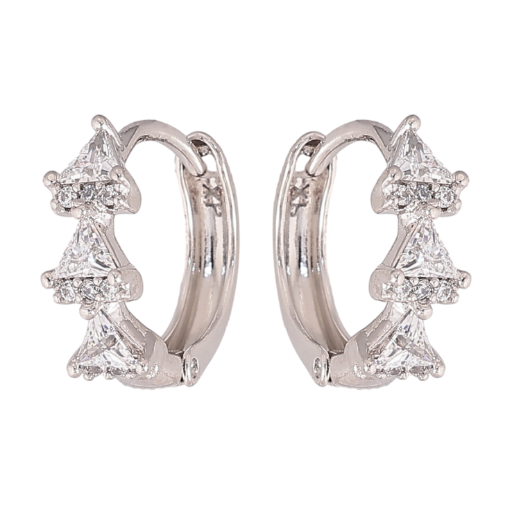 Сережки Xuping колір Родій колечка "Візерунок з кристалами" фото №10