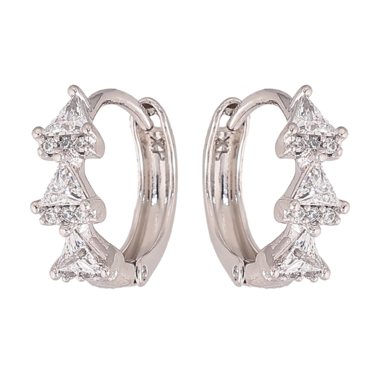 Серьги Xuping цвет Родий колечки "Узор с кристаллами" фото №2