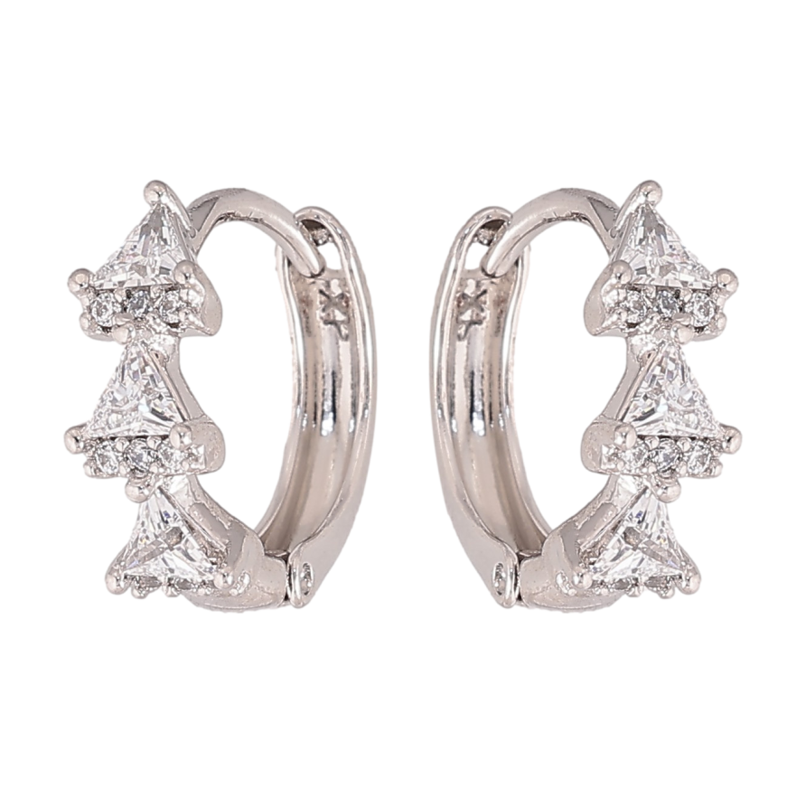 Сережки Xuping колір Родій колечка "Візерунок з кристалами" фото №1