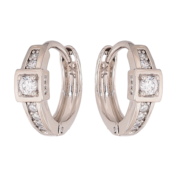 Сережки Xuping колір Родій колечка "Візерунок з кристалами" фото №20